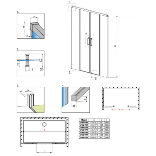 Раздвижная душевая дверь Radaway Idea DWD 150