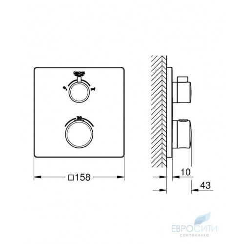 Термостат Grohe Grohtherm 24080000, встраиваемый, на 2 источника