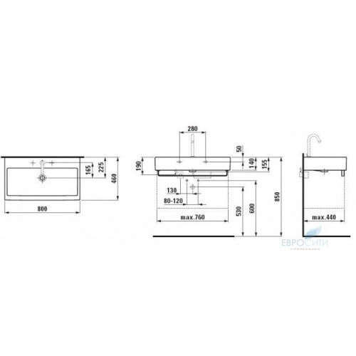 Умывальник Laufen Living City 80x46 817436, накладной