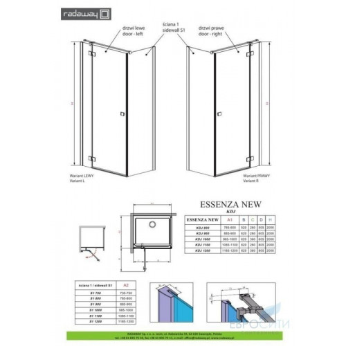 Душевой уголок Radaway Essenza New KDJ 120x100