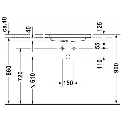 Умывальник врезной Duravit 2nd Floor 60x43 034760