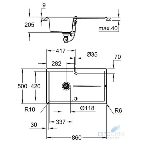 Кухонная мойка Grohe K400 50-C