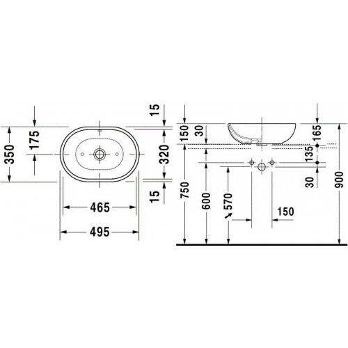 Умывальник Duravit Bathroom_Foster 49x35, накладной 033550