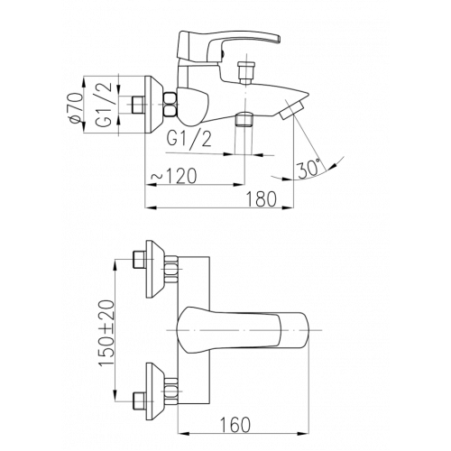 Смеситель для ванны Armatura Kwarcyt 4204-010