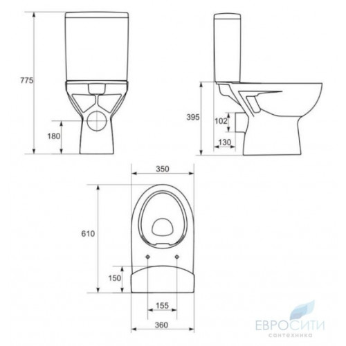 Унитаз напольный Cersanit Parva 011 Clean On (без ободка)