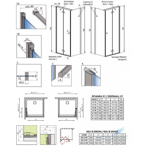 Душевой уголок Radaway Essenza New KDJ B 100x120