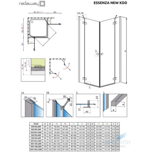 Душевой уголок Radaway Essenza New Black KDD 90x90