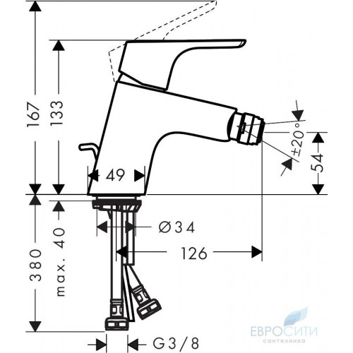 Смеситель для биде Hansgrohe Focus 31920000 (с донным клапаном)