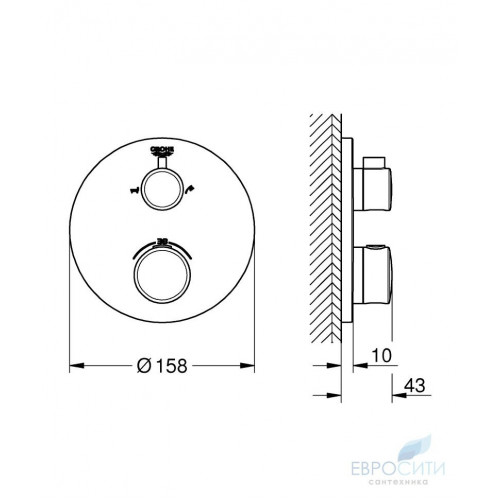 Термостат Grohe Grohtherm 24077000, встраиваемый, на 2 источника