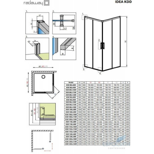 Душевой уголок Radaway Idea Black KDD 120x90