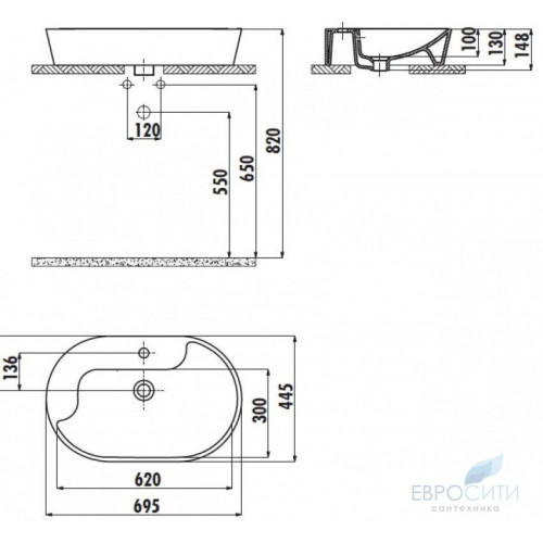 Умывальник Creavit Topic 70x45, накладной
