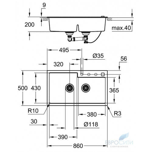 Кухонная мойка Grohe K500 90-C