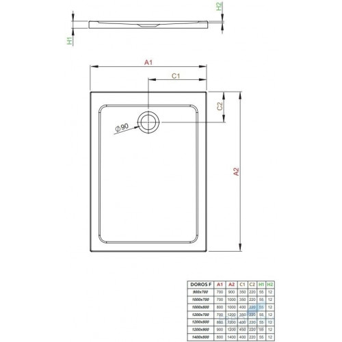 Прямоугольный поддон Radaway Doros F 100x80