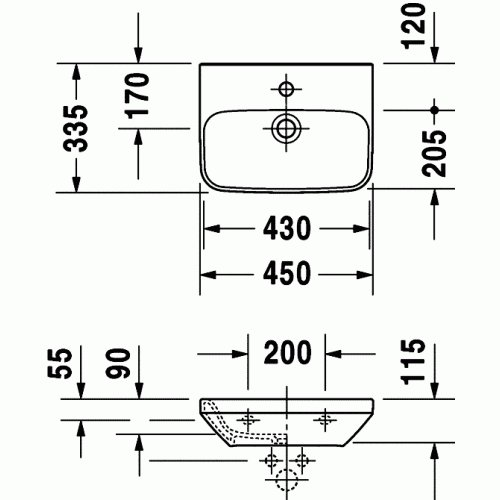 Умывальник Duravit DuraStyle 45x33 070845