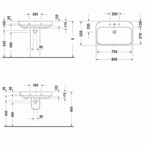 Умывальник Duravit Happy D.2 80x52 231680