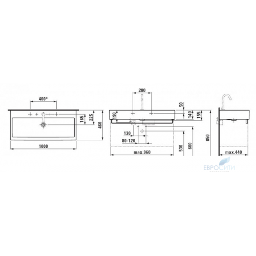 Умывальник Laufen Living City 100x46 818437, накладной