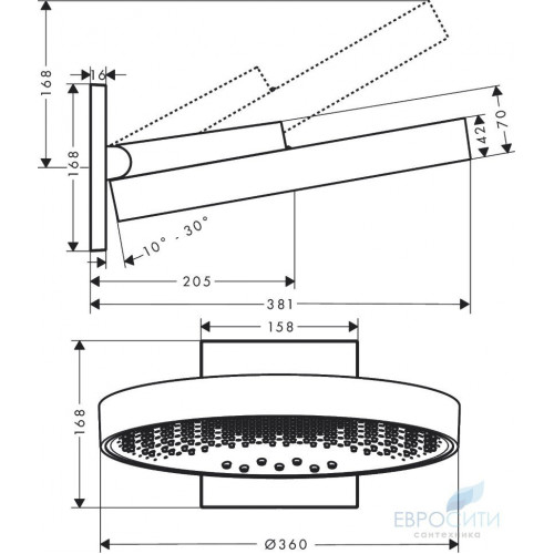 Верхний душ Hansgrohe Rainfinity 360 3jet 26234000