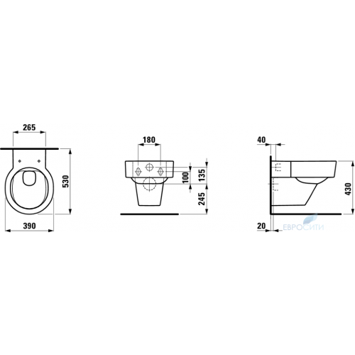 Унитаз подвесной Laufen Val (без ободка) 820281