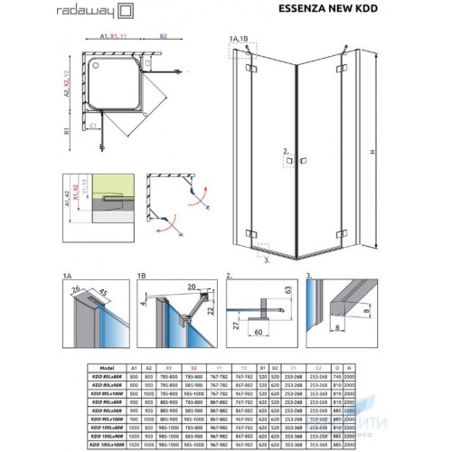 Душевой уголок Radaway Essenza New Black KDD 100x100