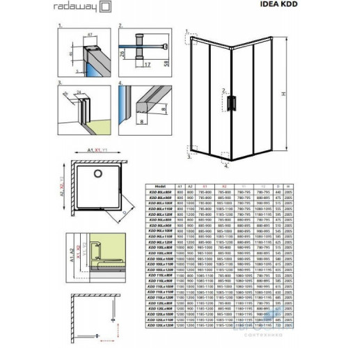 Душевой уголок Radaway Idea Black KDD 100x80