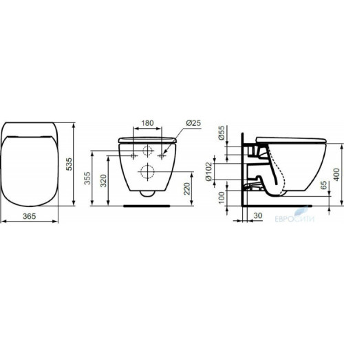 Унитаз подвесной Ideal Standard Tesi Aquablade Black (без ободка)