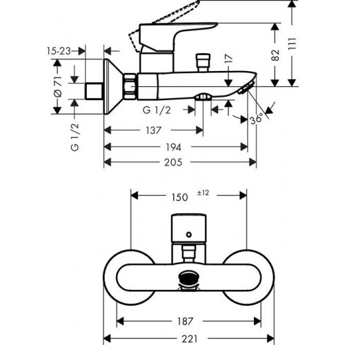 Смеситель для ванны Hansgrohe Talis E 71740000