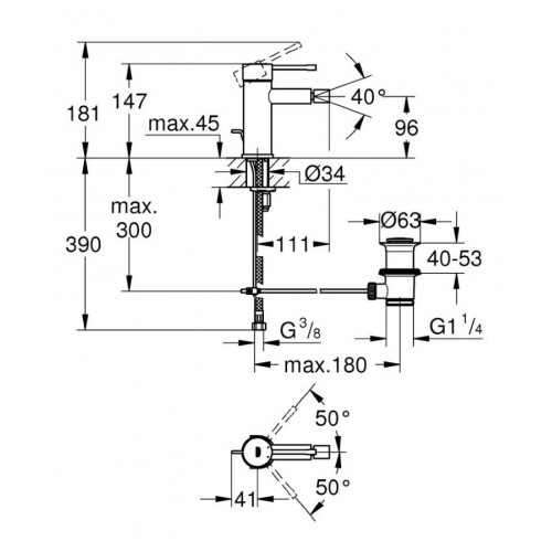 Смеситель для биде Grohe Essence 32935001 (с донным клапаном)