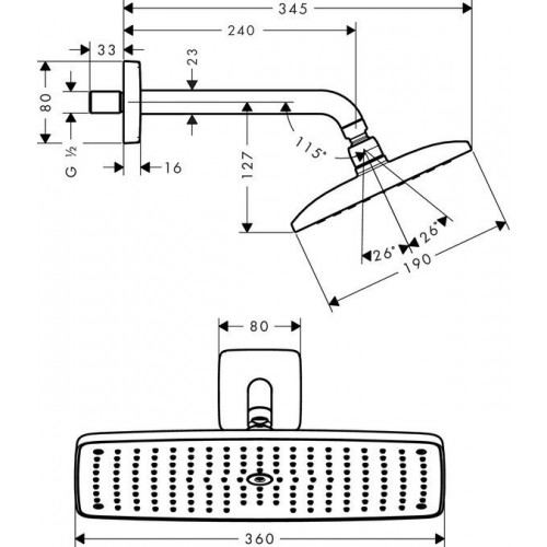 Верхний душ Hansgrohe Raindance E360 Air 1jet 27371000