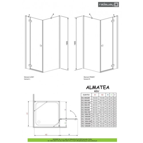 Душевой уголок Radaway Almatea KDJ 80x80