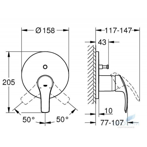 Смеситель для ванны Grohe Eurosmart 24043003, встраиваемый