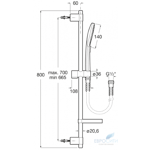 Душевая стойка Roca Plenum Round 140/3 75B1411C00