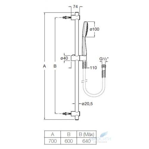 Душевая стойка Roca Stella 100/3 75B1D03C00