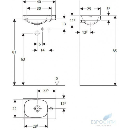 Умывальник Geberit Acanto 40x25