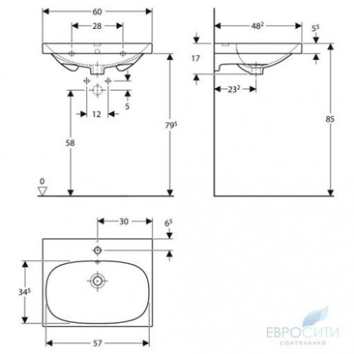 Умывальник Geberit Acanto 60x48