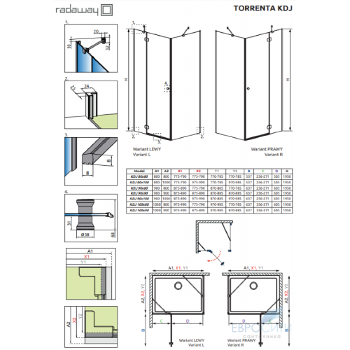 Душевой уголок Radaway Torrenta KDJ 80x100