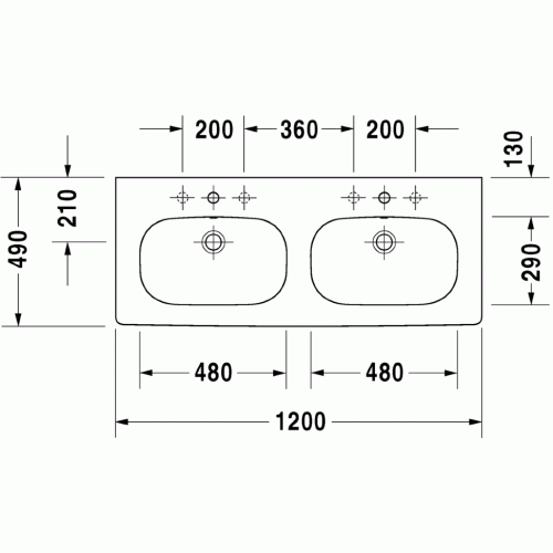 Умывальник Duravit D-Code 120x48 03481200002