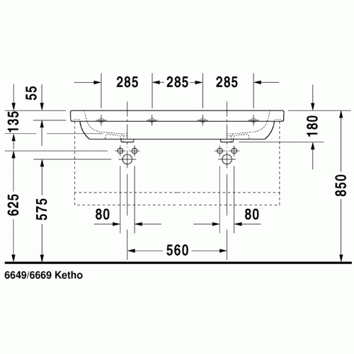 Умывальник Duravit D-Code 120x48 03481200002