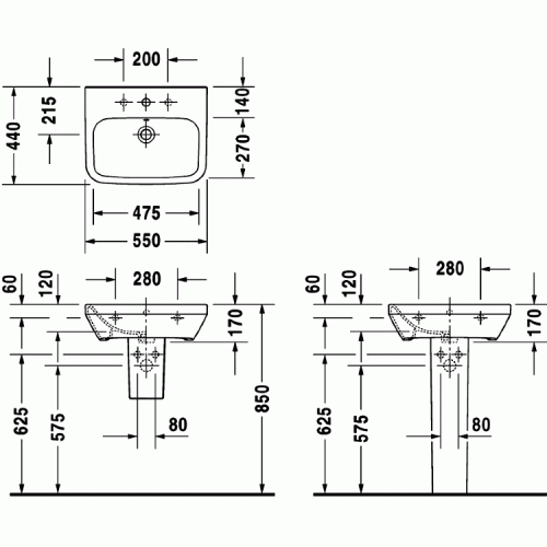 Умывальник Duravit DuraStyle 55x44 231955