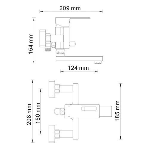 Смеситель для ванны WasserKraft Alme 1501