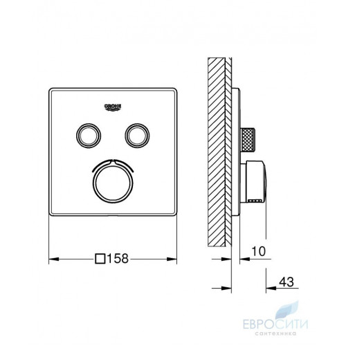 Смеситель Grohe SmartControl 29148000, встраиваемый, на 2 источника