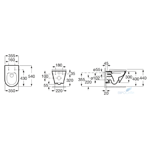 Унитаз подвесной Roca Gap Round Clean Rim (без ободка)