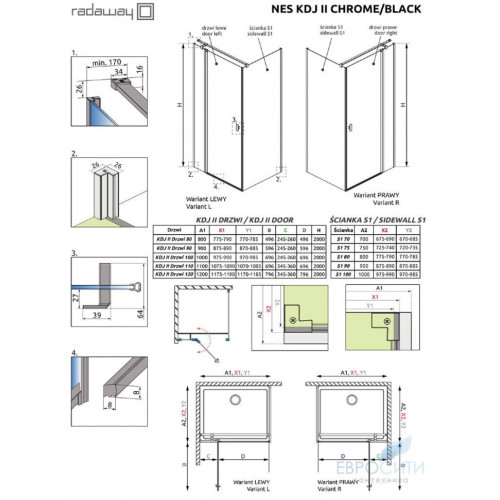 Душевой уголок Radaway Nes Black KDJ II 120x90