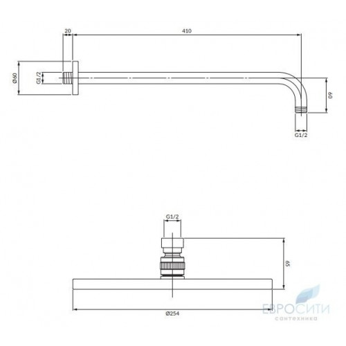 Верхний душ Omnires Slimline 250 WGSET1 BL