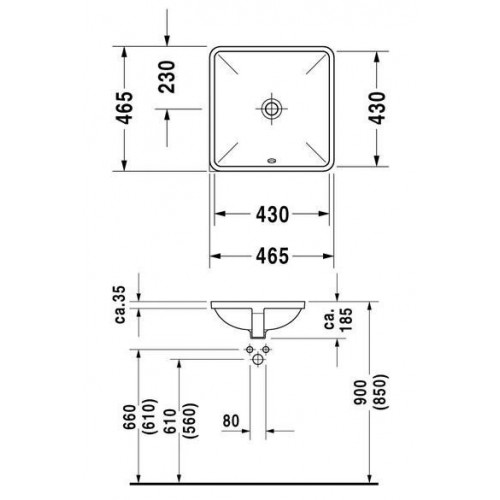 Умывальник врезной Duravit Starck 3 43x43 030543