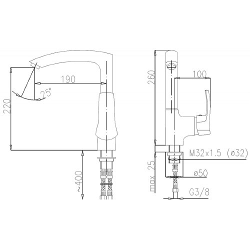 Смеситель для кухни Armatura Kwarcyt 4203-914