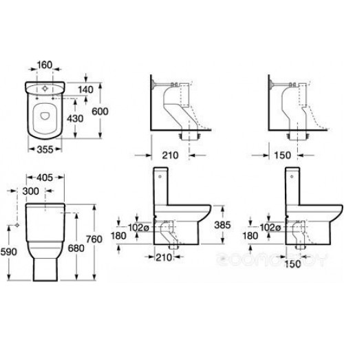 Унитаз Roca Dama Senso Compacto (342519000 + 34151B000) без крышки