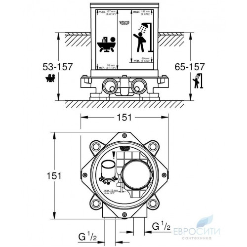 Скрытая часть смесителя на пол Grohe 45984001