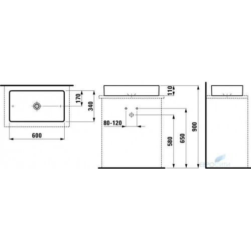 Умывальник Laufen Living Saphirkeramik 60x34 811434, накладной