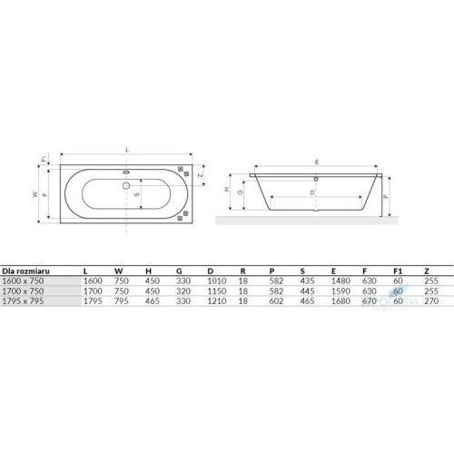 Ванна акриловая Excellent Oceana Slim 180x80