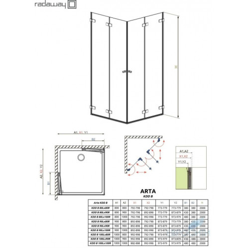 Душевой уголок Radaway Arta KDD B 80x80